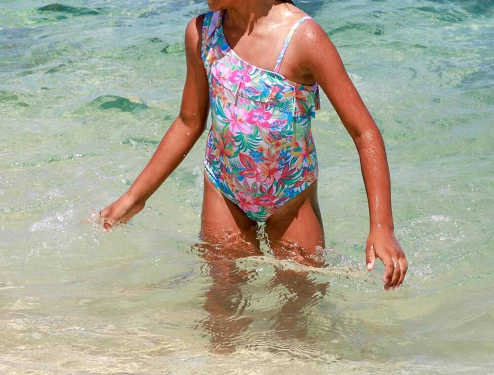 NEW FEATHER 4 ARROW girls beach party one-piece swimsuit in multi